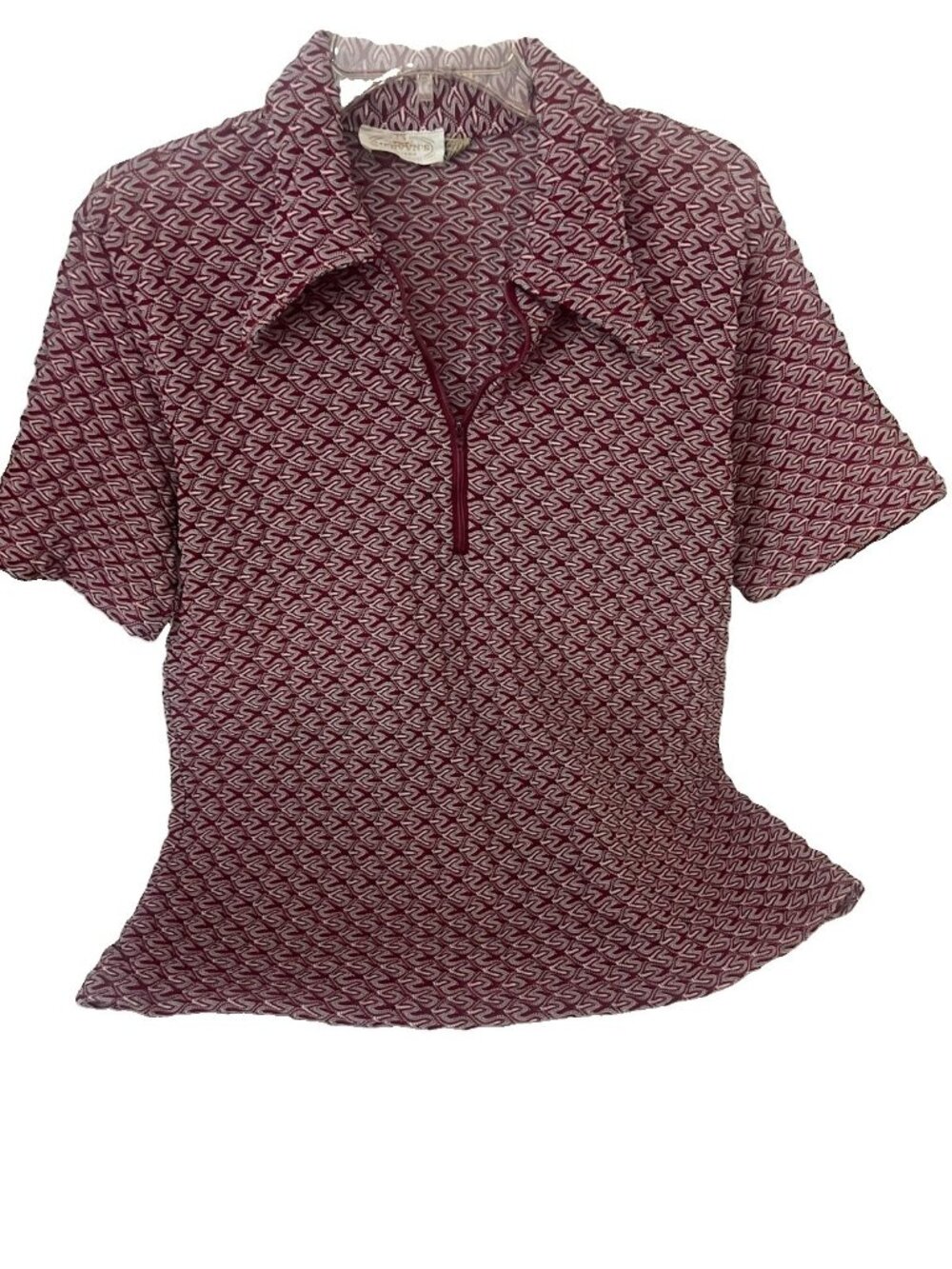 Vintage California Polo Shirt Mens XLarge Burgundy Quarter Zip Retro 70s Preppy